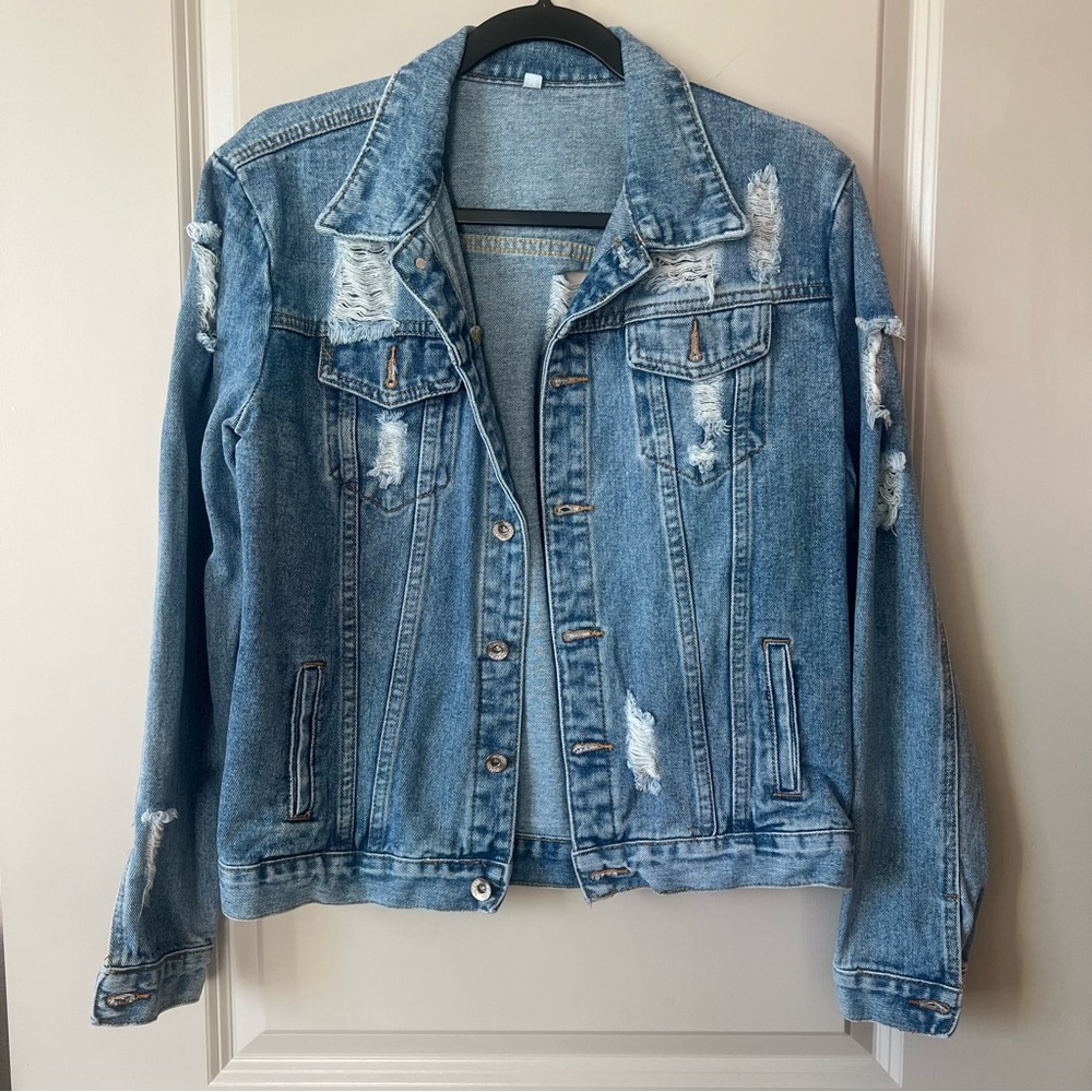 Women’s Denim Jacket: Oversized & Distressed - size medium